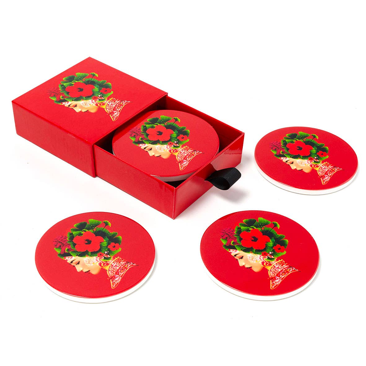 Lotus ceramic coaster set of 4