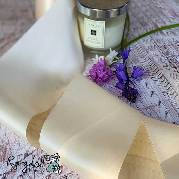 100mm Cream Satin Ribbon - 10 Metre Roll