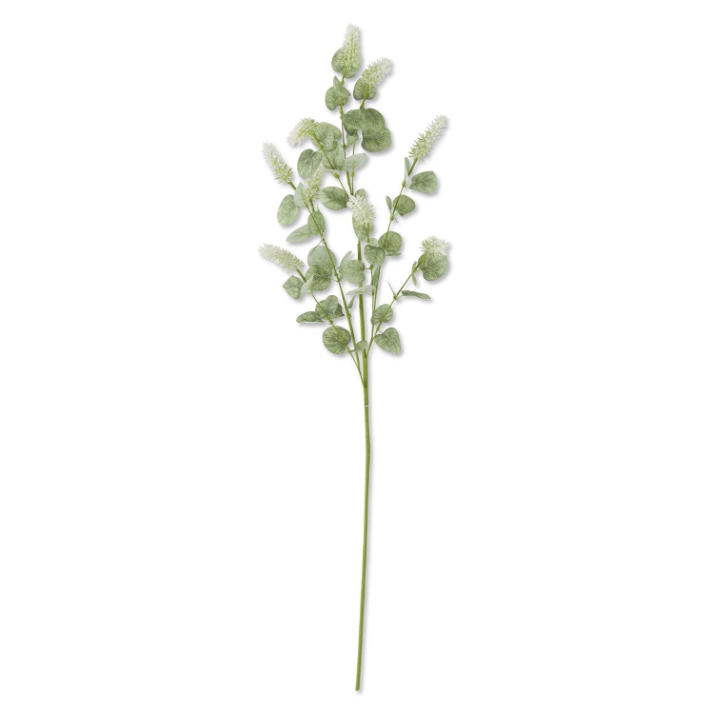 35 inch cream lavender with eucalyptus leaves stem