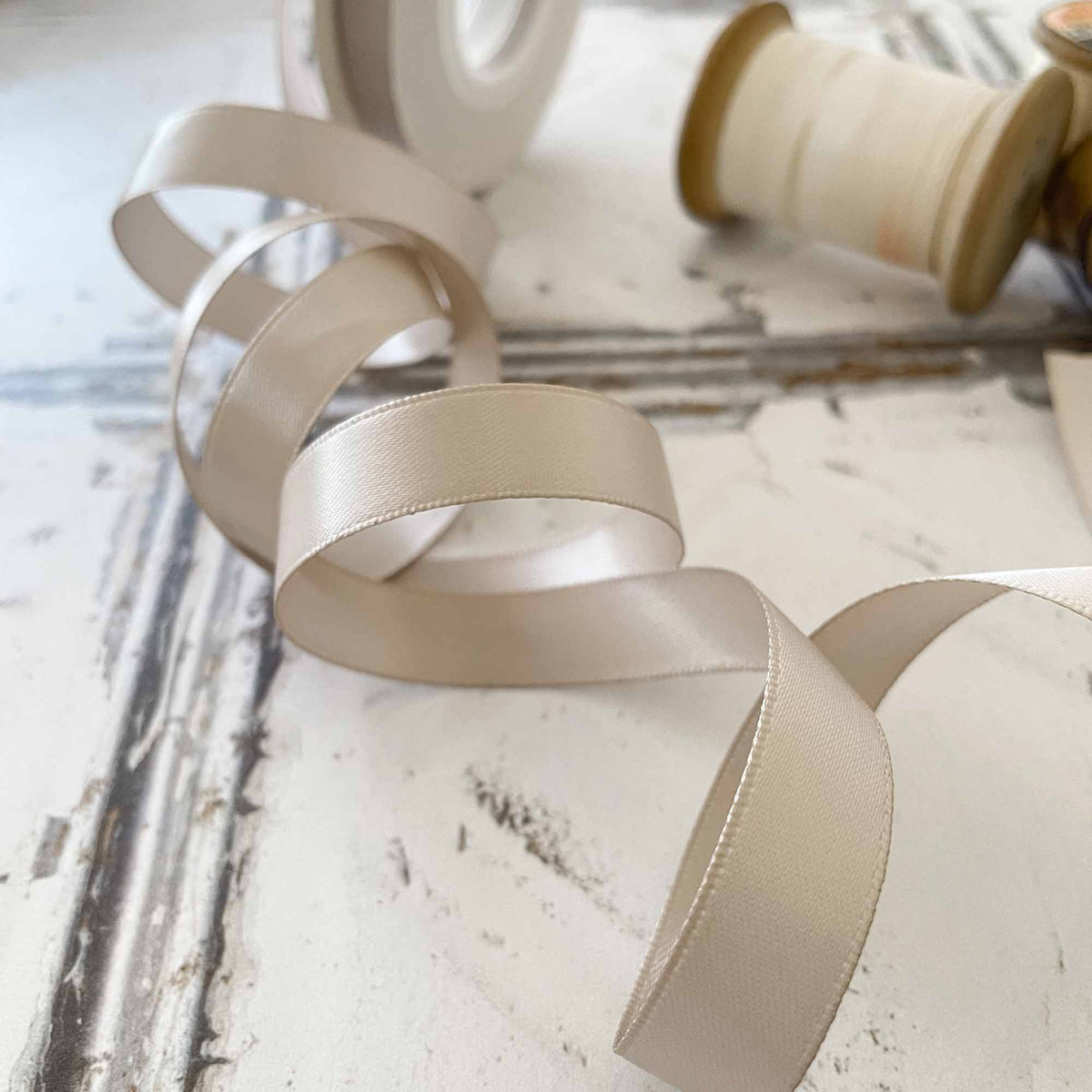 13mm Taupe Satin Ribbon - 10 Meter Roll