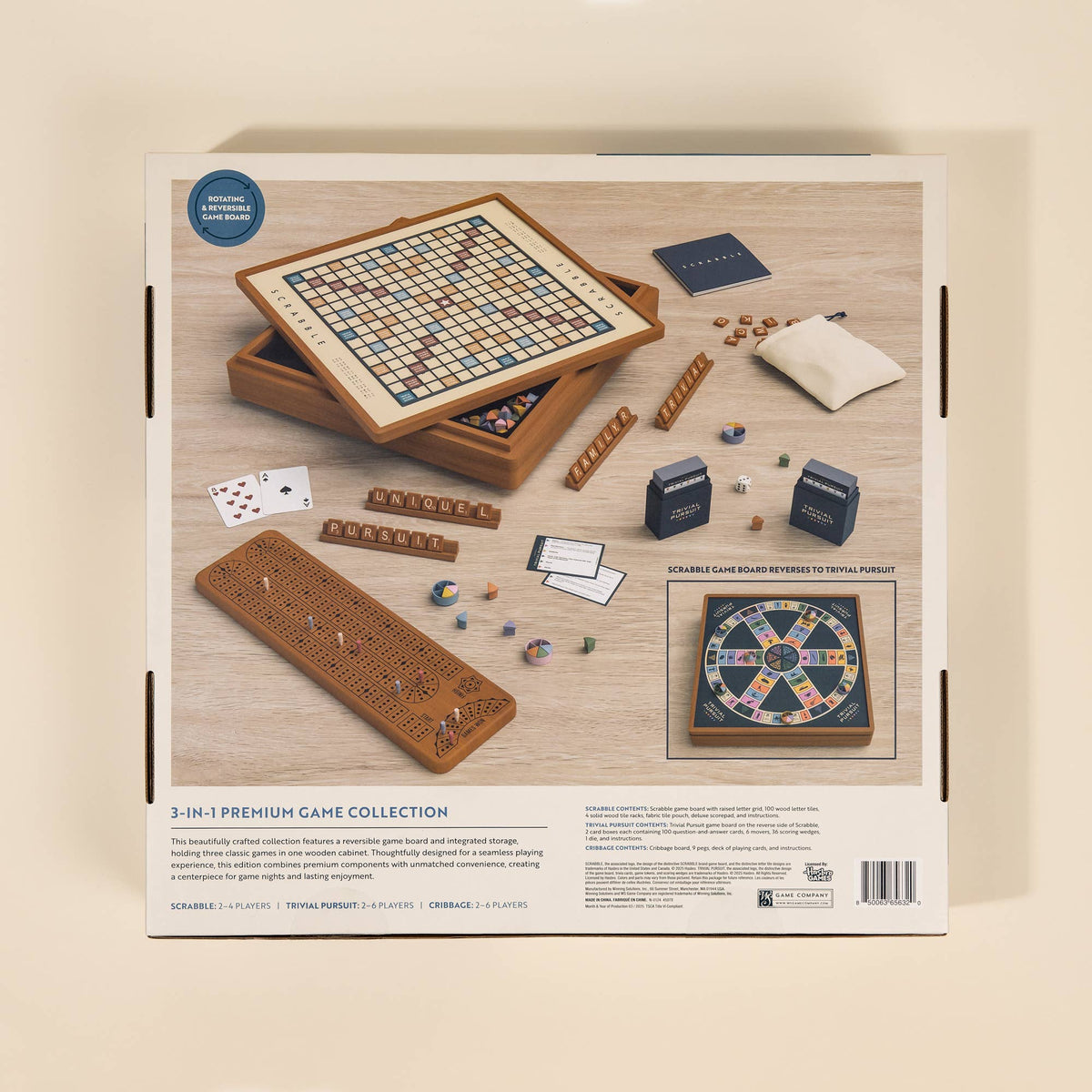 3-in-1 Game Collection: Scrabble, Trivial Pursuit & Cribbage