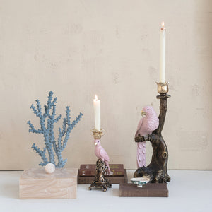 Pink Parrot Taper Candle Holder (2 Sizes)
