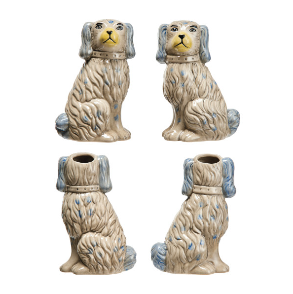 Dog Shaped Stoneware Vase in Grey (2 Styles)