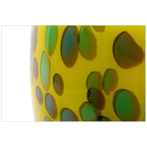 Round Green & YellowBubble Glass Vase