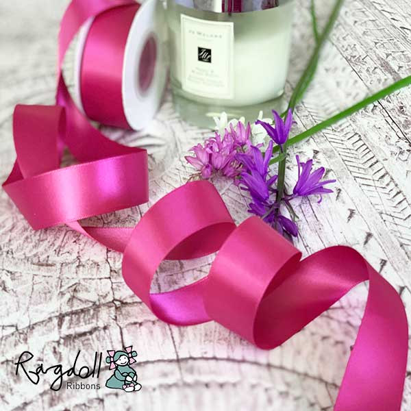 25mm Raspberry Rose Satin Ribbon - 10 Metre Roll