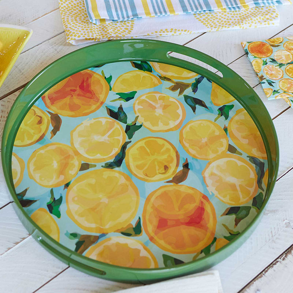 LEMON SLICES 15 Inch Round Tray