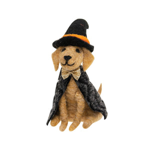 Felted Witch Dog Ornament