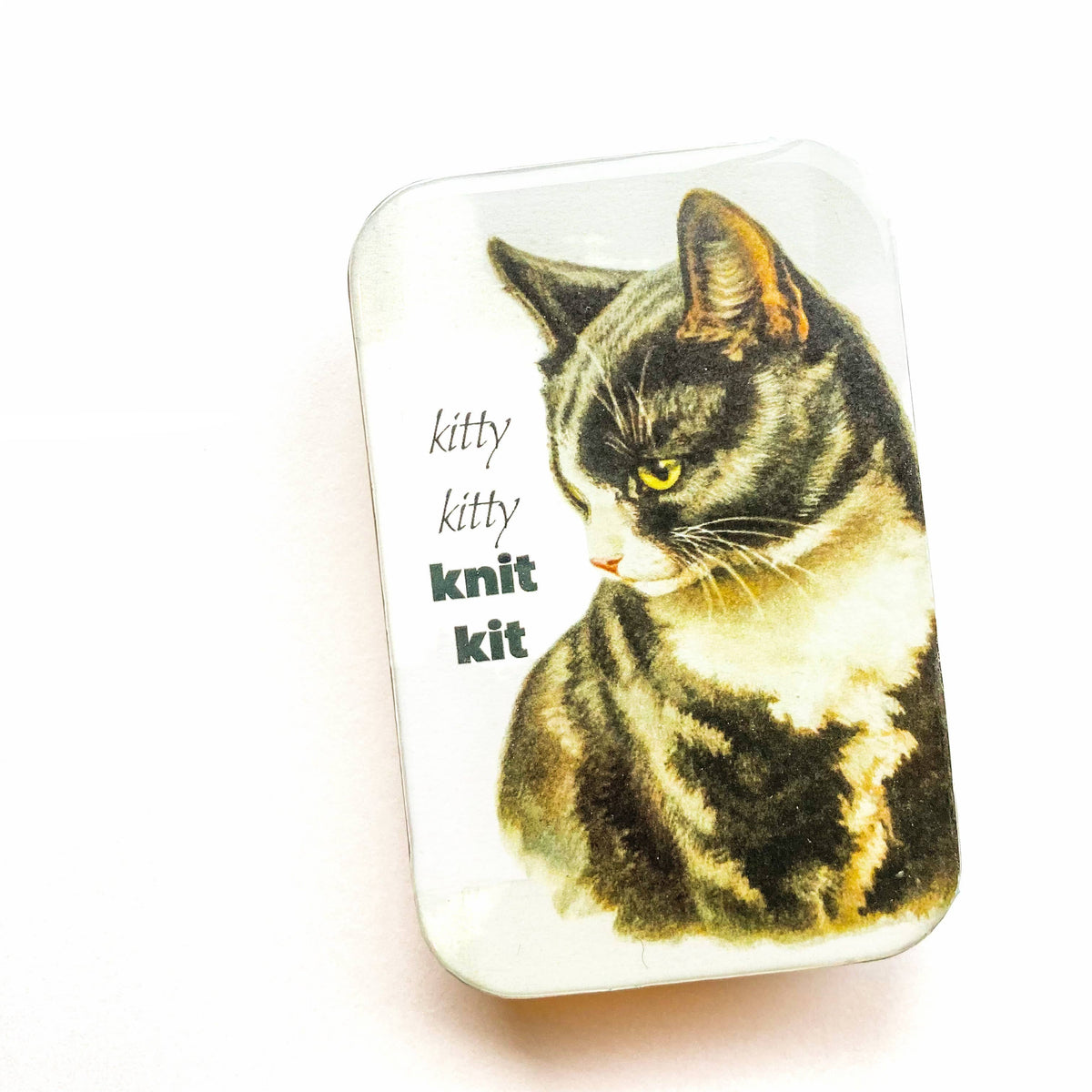 Cat stitch marker tin, cat knit kit