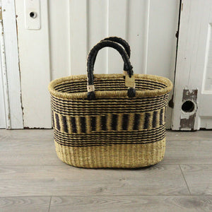 Oval Basket with Two Handles Large - Natural Palette: Natural Palette / Large