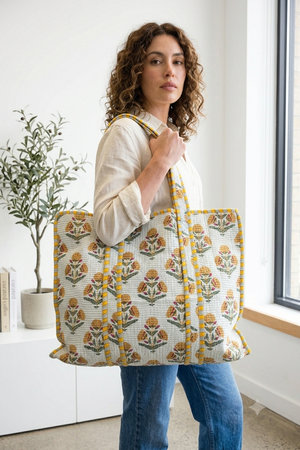 Marigold Bunches - Quilted Cotton Tote Bag