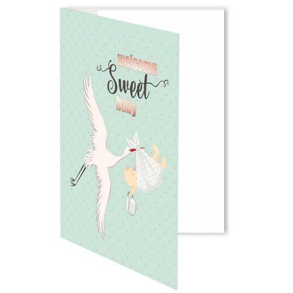 Vintage Stork Baby Shower Card