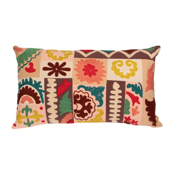 Embroidered Patchwork Throw Pillow