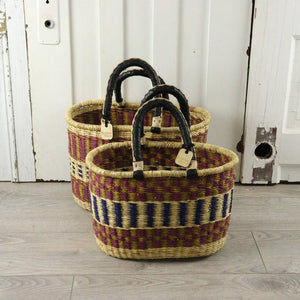 Oval Basket with Two Handles Small - Traditional Palette