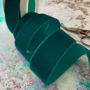 Teal Velvet Ribbon 38mm  - 3 Meter roll