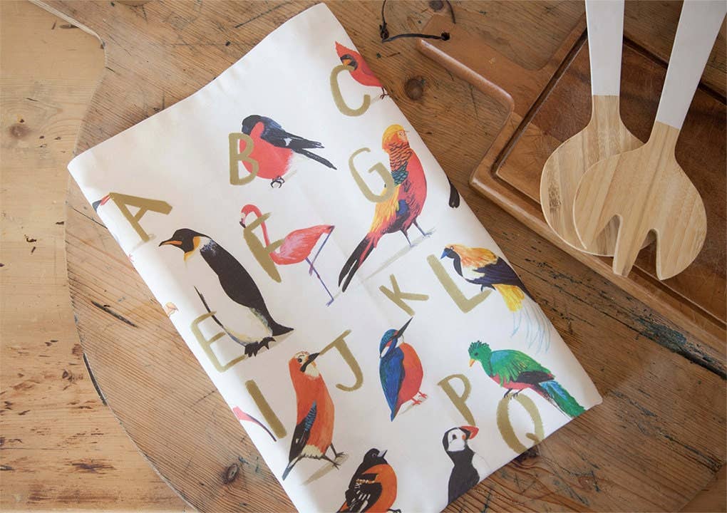 Avian Alphabet Bird Cotton Tea Towel
