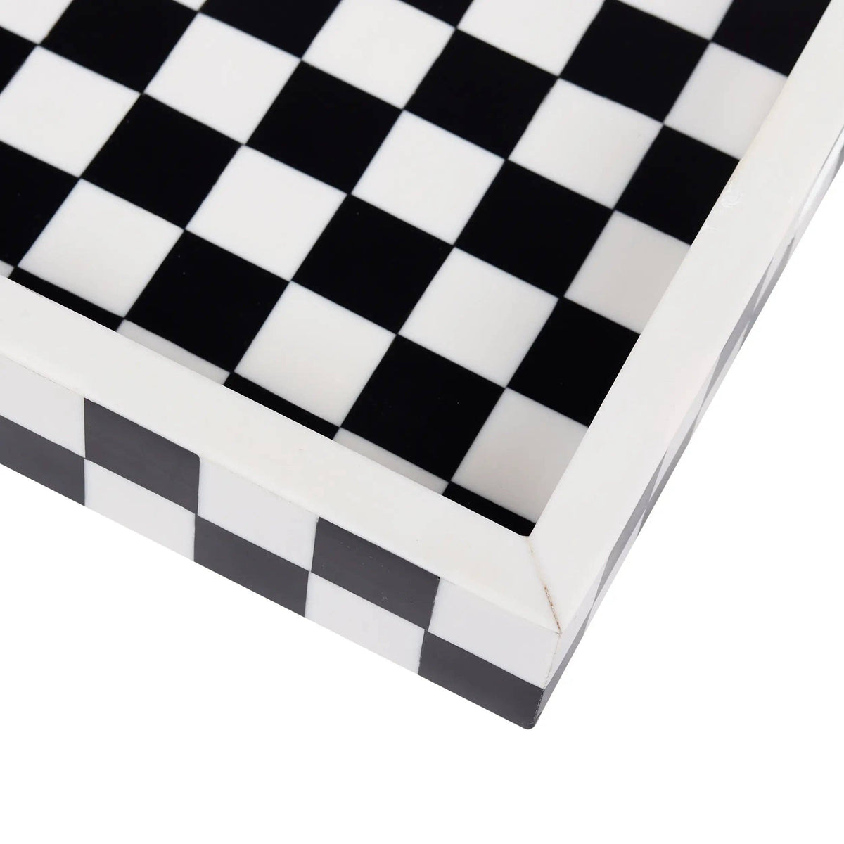Check Black & White Decorative Tray 12x12 inch