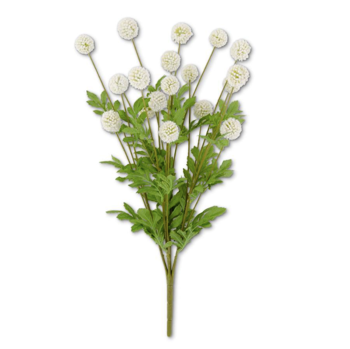 22 inch white mini Allium bush with foliage