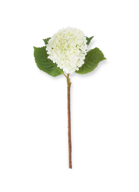 Faux White Hydrangea Stem 29"