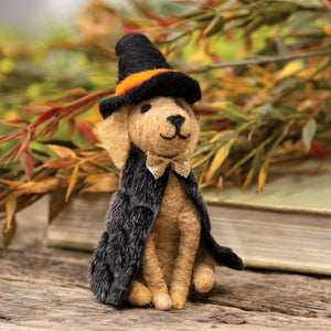 Felted Witch Dog Ornament