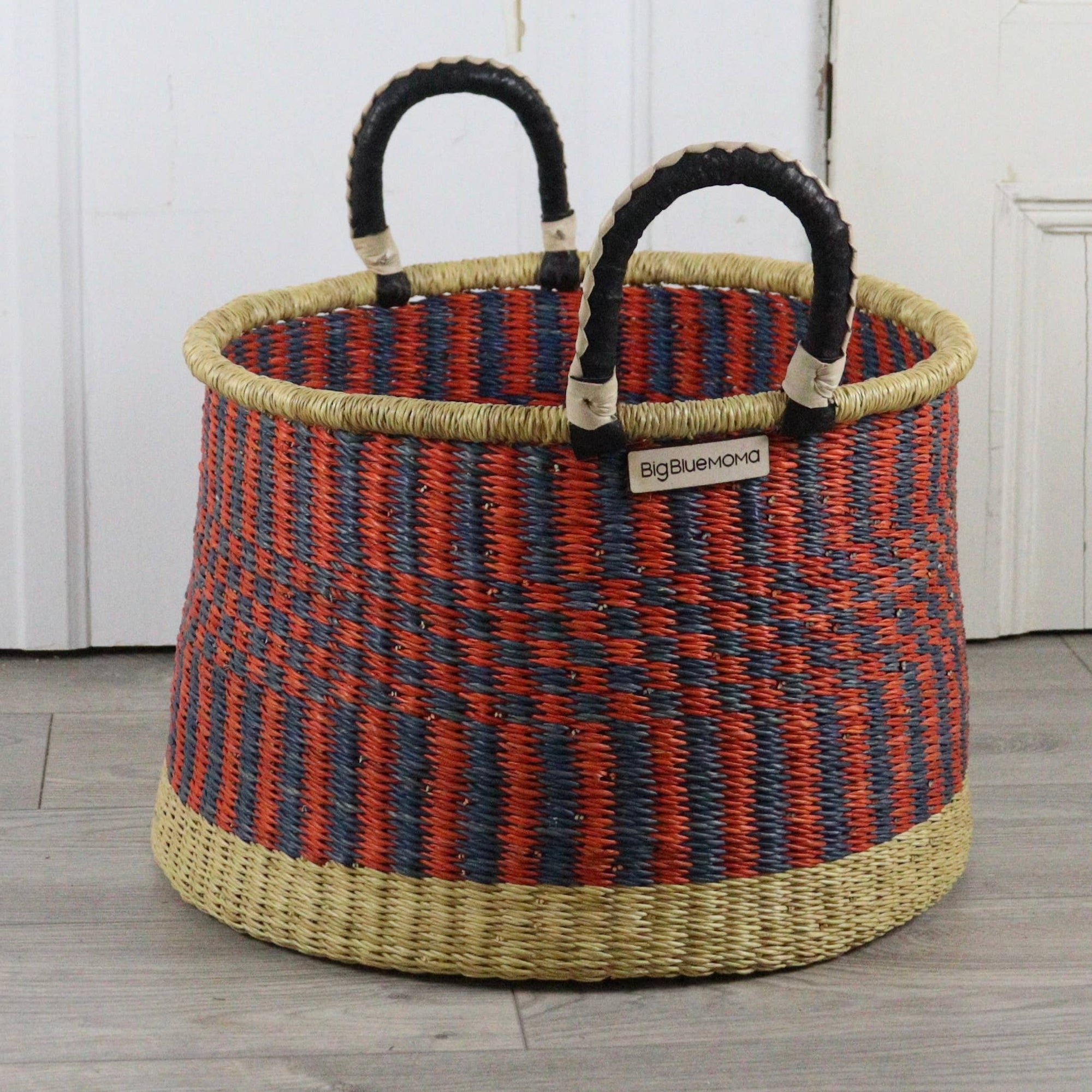 Short Laundry Basket - Red & Blue Checks: Large