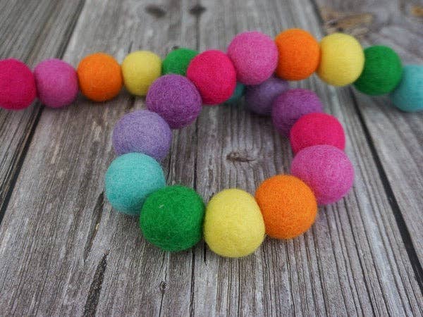 Perfect Rainbow Felt pompom Garland - 7ft