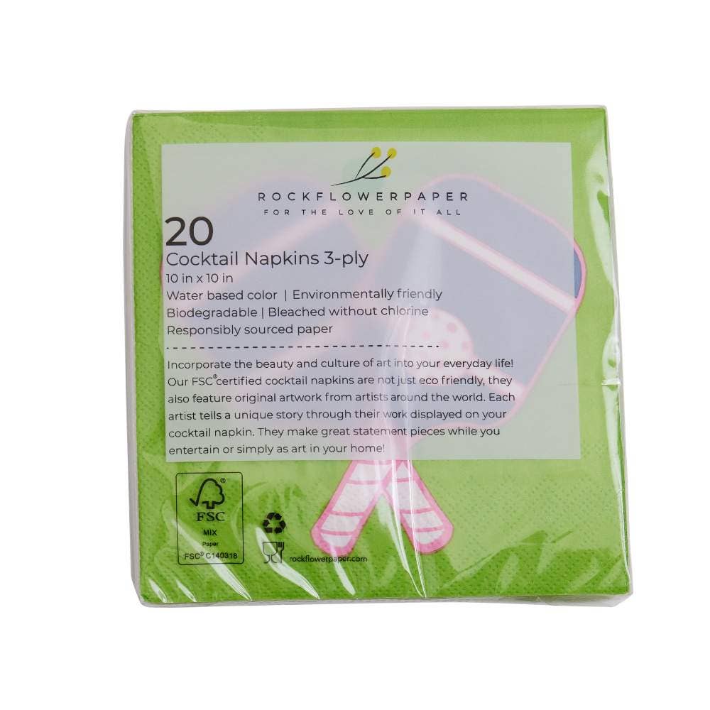 PICKLEBALL GREEN Paper Cocktail Napkins, pack of 20