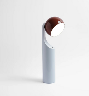 Mono portable reading lamp in rust/sky blue