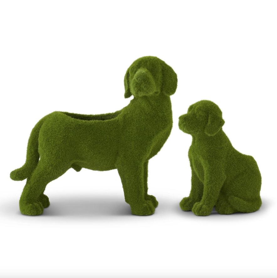 Flocked Mossy Dog Planter (2 Styles)
