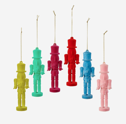 Flocked Toy Soldier Ornament (Assorted Colours)