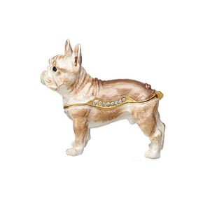 French Bulldog Shaped Jewelled Trinket Box