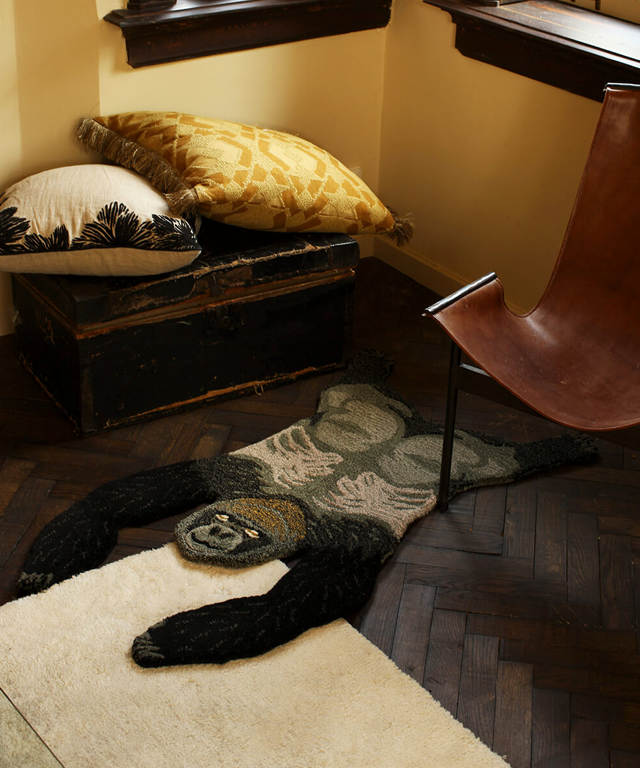 handmade small wool gorilla rug