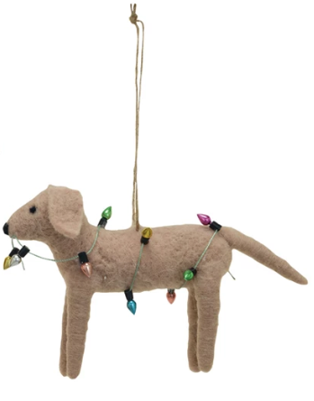 Felt Dog Ornament with Lights