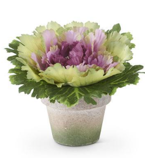 faux red cabbage in pot