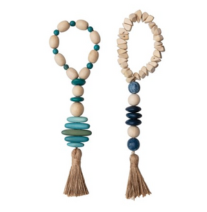 Wood Beads with Jute Tassels