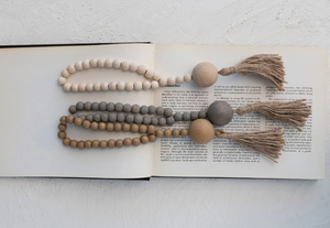 Wood Beads with Jute Rope Tassel