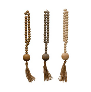 Wood Beads with Jute Rope Tassel