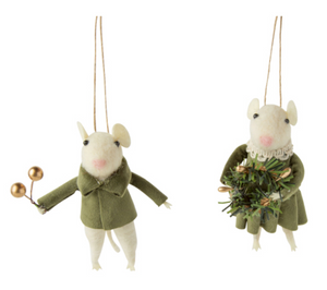 Green Velvet Mouse Ornament (2 styles)