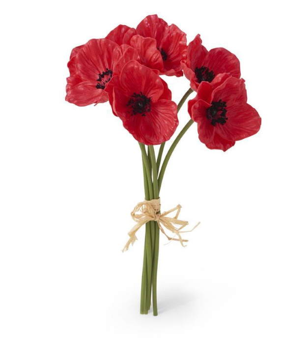 artificial red poppy bouquet