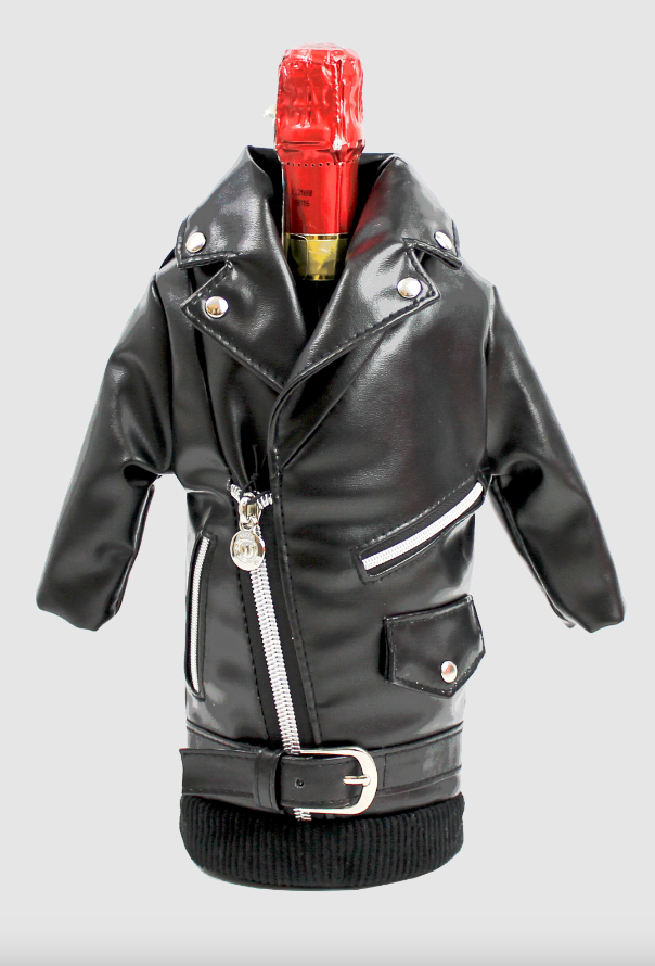 Leather Biker Wine Bottle Jacket