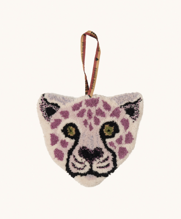 purple leopard wool wall hanger