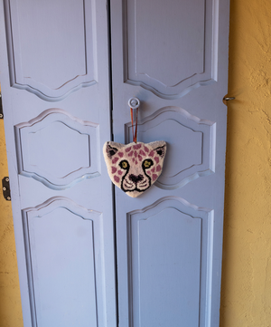 purple leopard wool wall hanger