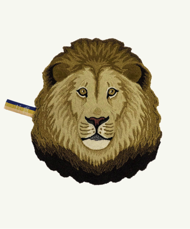 lion head handmade wool rug