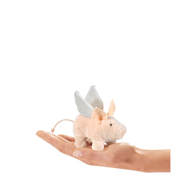 mini winged piglet finger puppet