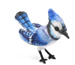 mini blue jay finger puppet