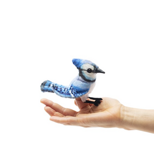 mini blue jay finger puppet