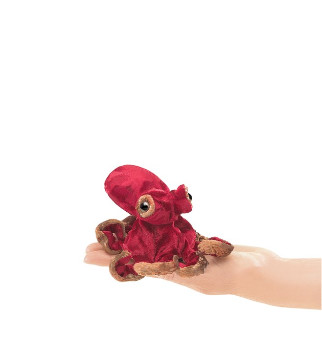 mini red octopus finger puppet