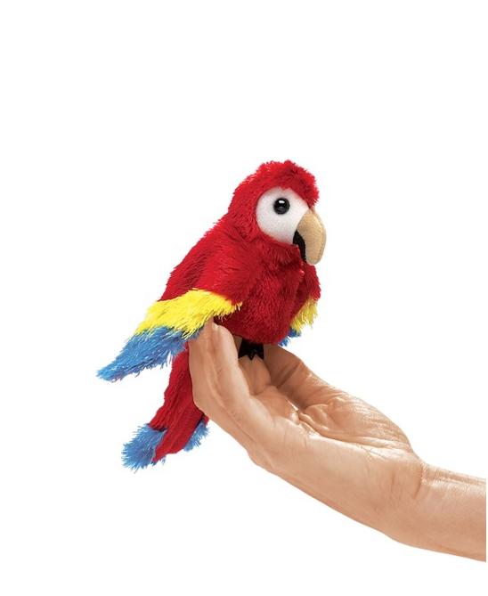 mini scarlet macaw finger puppet