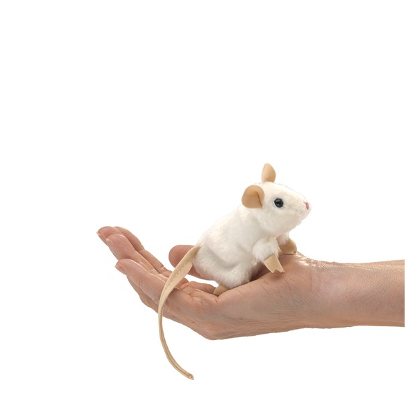 mini white mouse finger puppet 