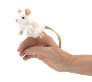 mini white mouse finger puppet 