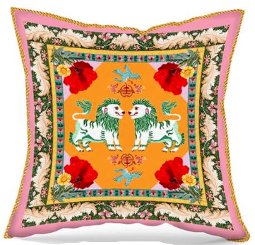 LIONS velvet throw pillow